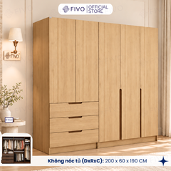 Tủ Đựng Quần Áo Gỗ Cao Cấp FC09 FIVO, Thiết Kế Cánh Mở Sâu 60cm, Kèm Ngăn Kéo, Freeship+Free Lắp Đặt, Trả Góp 0%