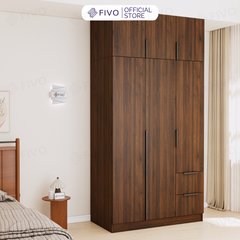 Tủ Đựng Quần Áo Gỗ Cao Cấp FC04 FIVO, Tủ Màu Gỗ Cánh Mở Sâu 60cm Kèm Kệ Trang Trí, Freeship+Free lắp đặt, Trả Góp 0%