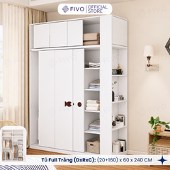 Tủ Quần Áo Gỗ Cửa Lùa FC36 FIVO, Gỗ Dày 17mm Sâu 60cm, Kèm Hệ Trang Trí, Freeship+Free Lắp Đặt, Trả Góp 0%