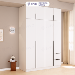 Tủ Đựng Quần Áo Gỗ Cao Cấp FC04 FIVO, Tủ Màu Gỗ Cánh Mở Sâu 60cm Kèm Kệ Trang Trí, Freeship+Free lắp đặt, Trả Góp 0%