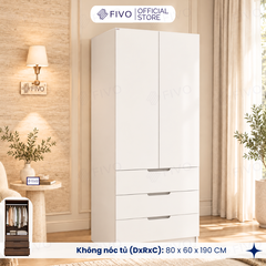 Tủ Đựng Quần Áo Gỗ Cao Cấp FC09 FIVO, Thiết Kế Cánh Mở Sâu 60cm, Kèm Ngăn Kéo, Freeship+Free Lắp Đặt, Trả Góp 0%