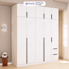 Tủ Đựng Quần Áo Gỗ Cao Cấp FC04 FIVO, Tủ Màu Gỗ Cánh Mở Sâu 60cm Kèm Kệ Trang Trí, Freeship+Free lắp đặt, Trả Góp 0%