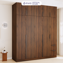 Tủ Đựng Quần Áo Gỗ Cao Cấp FC04 FIVO, Tủ Màu Gỗ Cánh Mở Sâu 60cm Kèm Kệ Trang Trí, Freeship+Free lắp đặt, Trả Góp 0%