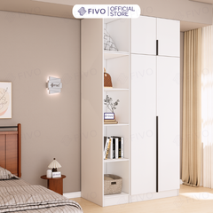 Tủ Đựng Quần Áo Gỗ Cao Cấp FC04 FIVO, Tủ Màu Gỗ Cánh Mở Sâu 60cm Kèm Kệ Trang Trí, Freeship+Free lắp đặt, Trả Góp 0%