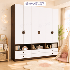 Tủ Gỗ Đựng Quần Áo Trẻ Em Cao Cấp FC03 FIVO, Tủ Sâu 60cm, Thiết Kế Hình Ngôi Nhà Độc Đáo, Freeship+Free lắp đặt, Trả Góp