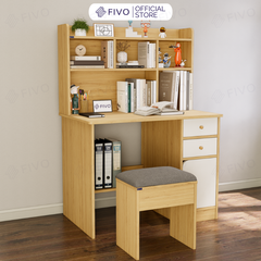 Bộ Bàn Ghế Làm Việc Kết Hợp Kệ Sách FD05 FIVO Cốt Ván 17mm Đầm Chắc, Đa Dạng Màu Sắc
