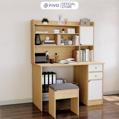 Bộ Bàn Ghế Làm Việc Kết Hợp Kệ Sách FD05 FIVO Cốt Ván 17mm Đầm Chắc, Đa Dạng Màu Sắc