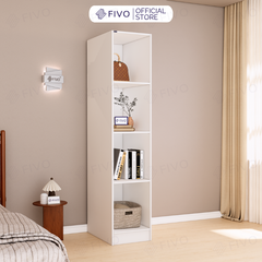 Tủ Đựng Quần Áo Gỗ Cao Cấp FC04 FIVO, Tủ Màu Gỗ Cánh Mở Sâu 60cm Kèm Kệ Trang Trí, Freeship+Free lắp đặt, Trả Góp 0%