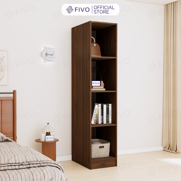 Tủ Đựng Quần Áo Gỗ Cao Cấp FC04 FIVO, Tủ Màu Gỗ Cánh Mở Sâu 60cm Kèm Kệ Trang Trí, Freeship+Free lắp đặt, Trả Góp 0%