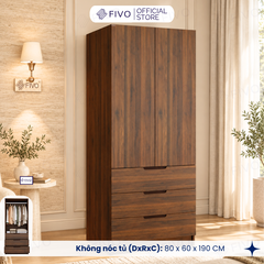 Tủ Đựng Quần Áo Gỗ Cao Cấp FC09 FIVO, Thiết Kế Cánh Mở Sâu 60cm, Kèm Ngăn Kéo, Freeship+Free Lắp Đặt, Trả Góp 0%