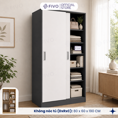 Tủ Áo Quần Cửa Trượt FIVO FC31 Gỗ Chống Ẩm, Màu Walnut Ấm Cúng Cho Phòng Ngủ, Trả Góp 0%, Freeship + Free lắp đặt