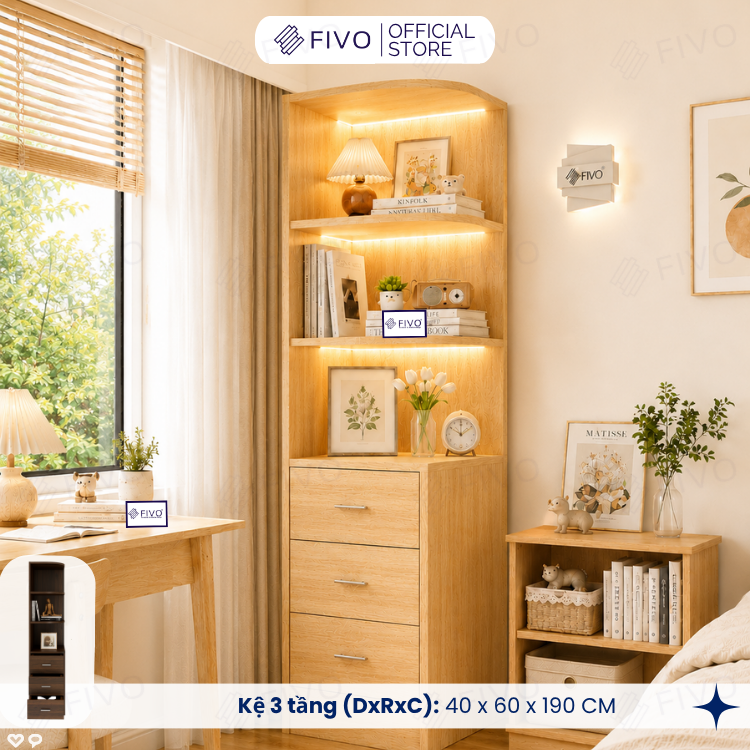 Tủ Gỗ Quần Áo Cửa Lùa Cao Cấp FC32 FIVO, Gỗ Dày 17mm, Kèm Hệ Tủ Tiện Lợi, Ngăn Kéo Sâu 60cm, Freeship+Free lắp đặt, Trả