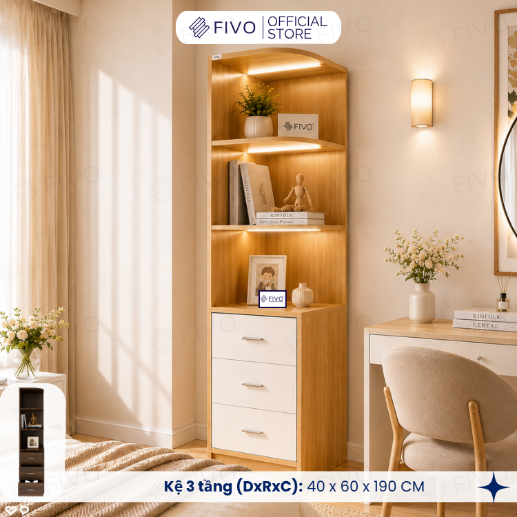 Tủ Gỗ Quần Áo Cửa Lùa Cao Cấp FC32 FIVO, Gỗ Dày 17mm, Kèm Hệ Tủ Tiện Lợi, Ngăn Kéo Sâu 60cm, Freeship+Free lắp đặt, Trả