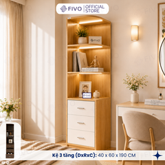 Tủ Gỗ Quần Áo Cửa Lùa Cao Cấp FC32 FIVO, Gỗ Dày 17mm, Kèm Hệ Tủ Tiện Lợi, Ngăn Kéo Sâu 60cm, Freeship+Free lắp đặt, Trả