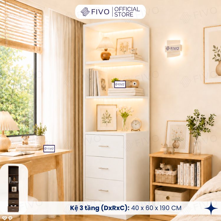 Tủ Gỗ Quần Áo Cửa Lùa Cao Cấp FC32 FIVO, Gỗ Dày 17mm, Kèm Hệ Tủ Tiện Lợi, Ngăn Kéo Sâu 60cm, Freeship+Free lắp đặt, Trả