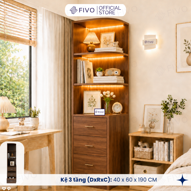 Tủ Gỗ Quần Áo Cửa Lùa Cao Cấp FC32 FIVO, Gỗ Dày 17mm, Kèm Hệ Tủ Tiện Lợi, Ngăn Kéo Sâu 60cm, Freeship+Free lắp đặt, Trả