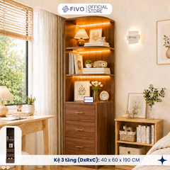 Tủ Gỗ Quần Áo Cửa Lùa Cao Cấp FC32 FIVO, Gỗ Dày 17mm, Kèm Hệ Tủ Tiện Lợi, Ngăn Kéo Sâu 60cm, Freeship+Free lắp đặt, Trả