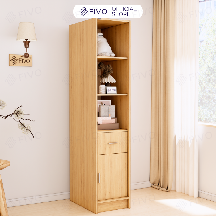 Tủ Quần Áo Gỗ Cửa Lùa Cao Cấp FC34 FIVO, Gỗ Dày 17mm Độ Sâu 60cm, Kèm Hệ Kệ Trang Trí, Freeship+Free lắp đặt, Trả Góp 0%