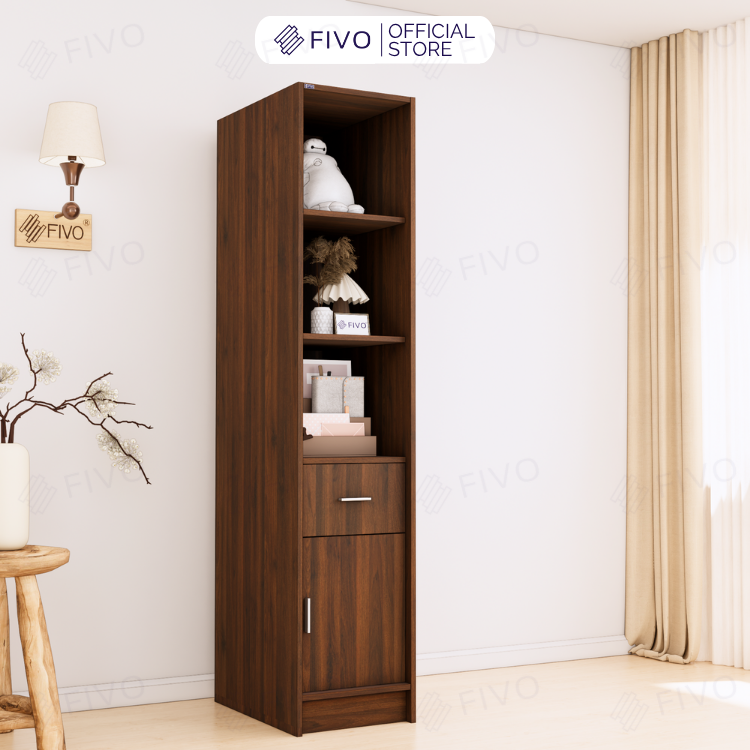 Tủ Quần Áo Gỗ Cửa Lùa Cao Cấp FC34 FIVO, Gỗ Dày 17mm Độ Sâu 60cm, Kèm Hệ Kệ Trang Trí, Freeship+Free lắp đặt, Trả Góp 0%