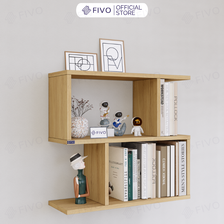 Kệ Sách Gỗ Treo Tường FB44 FIVO, Nhiều Ngăn, Đa Dạng Kích Thước Và Màu Sắc