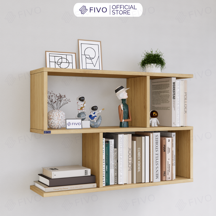 Kệ Sách Gỗ Treo Tường FB44 FIVO, Nhiều Ngăn, Đa Dạng Kích Thước Và Màu Sắc