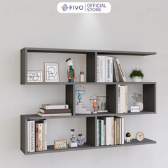Kệ Sách Gỗ Treo Tường FB44 FIVO, Nhiều Ngăn, Đa Dạng Kích Thước Và Màu Sắc