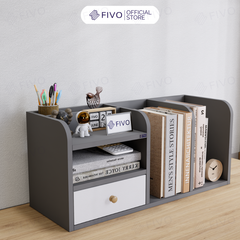 Kệ Sách Gỗ Đẹp Để Bàn FB26 FIVO Cao Cấp Có Hộc, Tiết Kiệm Diện Tích, Bo Góc Thẩm Mĩ
