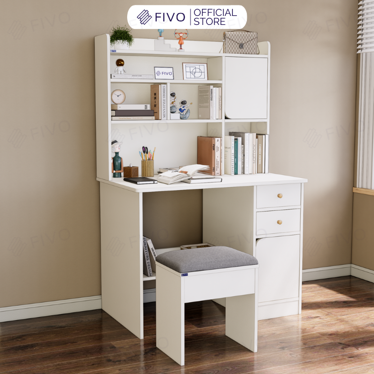 Bộ Bàn Ghế Làm Việc Kết Hợp Kệ Sách FD05 FIVO Cốt Ván 17mm Đầm Chắc, Đa Dạng Màu Sắc