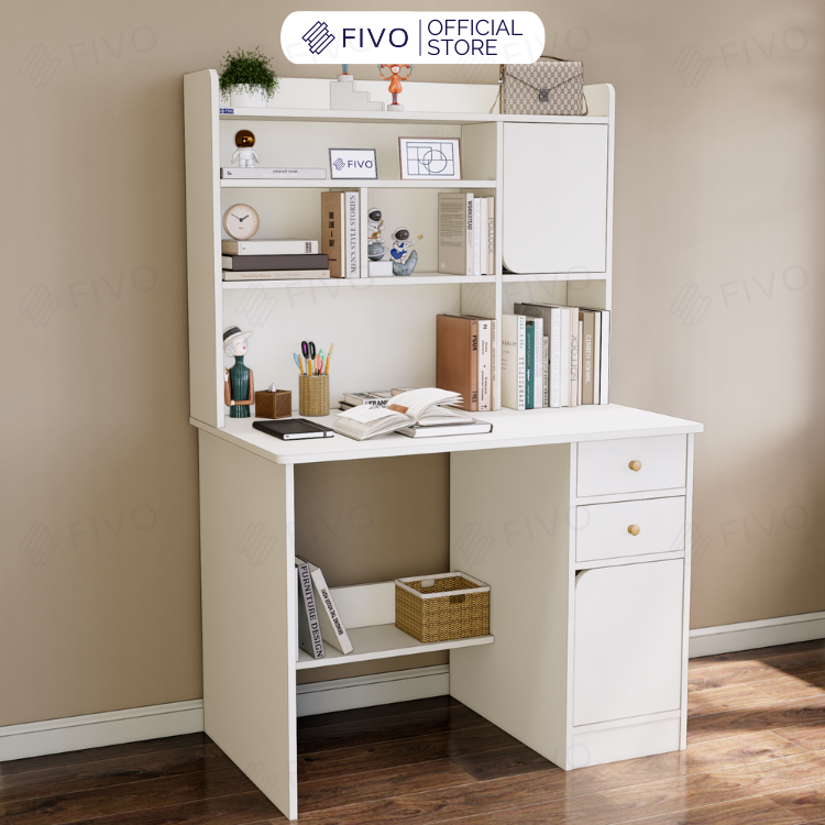 Bộ Bàn Ghế Làm Việc Kết Hợp Kệ Sách FD05 FIVO Cốt Ván 17mm Đầm Chắc, Đa Dạng Màu Sắc