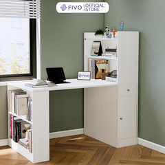 Bộ Bàn Ghế Làm Việc Kết Hợp Kệ Sách FD04 FIVO, Gỗ Chống Ẩm Cao Cấp, Thiết Kế 3 Trong 1