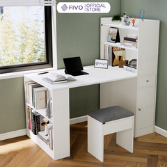 Bộ Bàn Ghế Làm Việc Kết Hợp Kệ Sách FD04 FIVO, Gỗ Chống Ẩm Cao Cấp, Thiết Kế 3 Trong 1