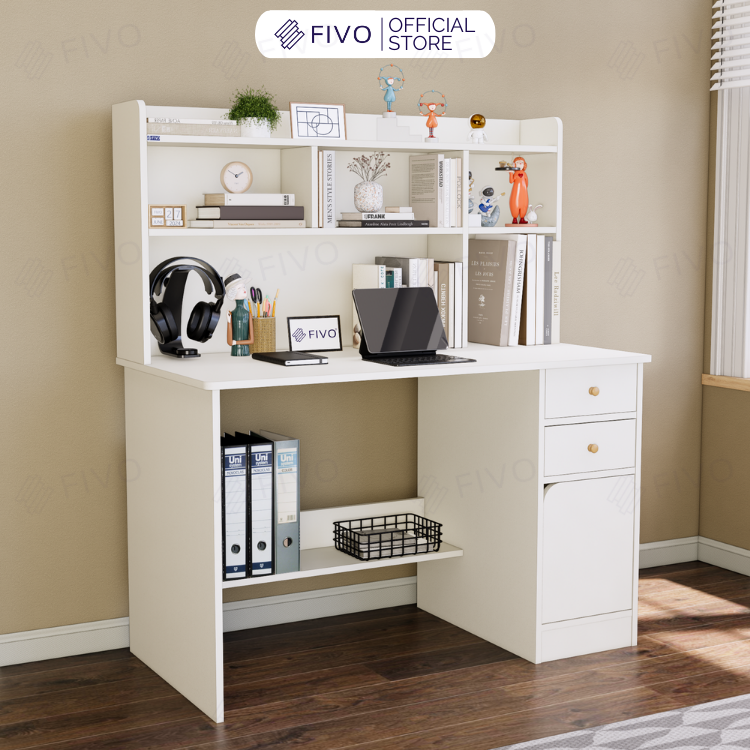 Bộ Bàn Ghế Làm Việc Kết Hợp Kệ Sách FD05 FIVO Cốt Ván 17mm Đầm Chắc, Đa Dạng Màu Sắc