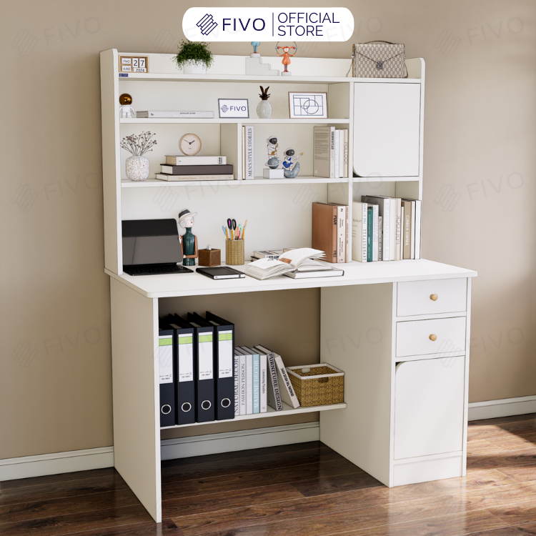 Bộ Bàn Ghế Làm Việc Kết Hợp Kệ Sách FD05 FIVO Cốt Ván 17mm Đầm Chắc, Đa Dạng Màu Sắc