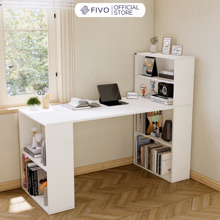 Bộ Bàn Ghế Làm Việc Kết Hợp Kệ Sách FD03 FIVO Tích Hợp Xoay Chiều 2in1, Ngăn Kệ Rộng Rãi, Dễ Dàng Lắp Ráp
