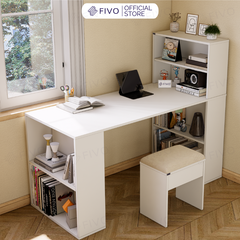 Bộ Bàn Ghế Làm Việc Kết Hợp Kệ Sách FD03 FIVO Tích Hợp Xoay Chiều 2in1, Ngăn Kệ Rộng Rãi, Dễ Dàng Lắp Ráp