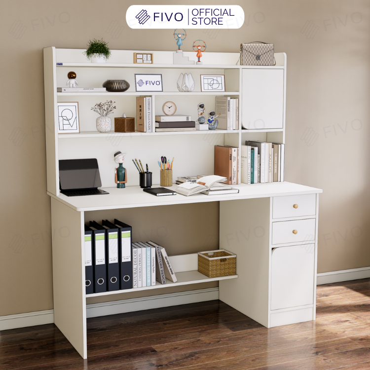 Bộ Bàn Ghế Làm Việc Kết Hợp Kệ Sách FD05 FIVO Cốt Ván 17mm Đầm Chắc, Đa Dạng Màu Sắc