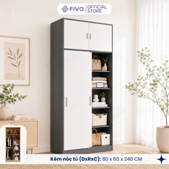 Tủ Áo Quần Cửa Trượt FIVO FC31 Gỗ Chống Ẩm, Màu Walnut Ấm Cúng Cho Phòng Ngủ, Trả Góp 0%, Freeship + Free lắp đặt