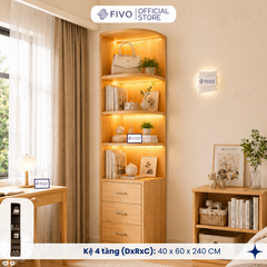 Tủ Gỗ Quần Áo Cửa Lùa Cao Cấp FC32 FIVO, Gỗ Dày 17mm, Kèm Hệ Tủ Tiện Lợi, Ngăn Kéo Sâu 60cm, Freeship+Free lắp đặt, Trả