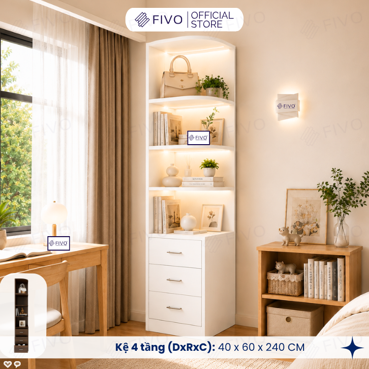 Tủ Gỗ Quần Áo Cửa Lùa Cao Cấp FC32 FIVO, Gỗ Dày 17mm, Kèm Hệ Tủ Tiện Lợi, Ngăn Kéo Sâu 60cm, Freeship+Free lắp đặt, Trả