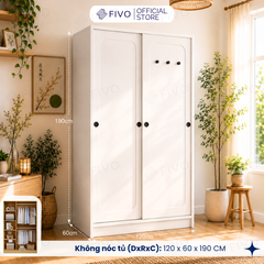 Tủ Quần Áo Gỗ Cửa Lùa Cao Cấp FC37 FIVO, Gỗ Dày 17mm Độ Sâu 60cm, Kèm Hệ Trang Trí, Freeship+Free Lắp Đặt, Trả Góp 0%