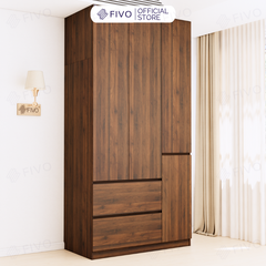 Tủ Đựng Quần Áo Gỗ Cao Cấp FC02 FIVO, Cánh Mở Sâu 60cm Kèm Ngăn Kéo, Freeship+Free lắp đặt, Trả Góp 0%