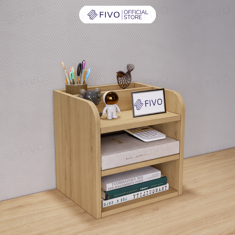 Kệ Sách Gỗ Đẹp Để Bàn FB26 FIVO Cao Cấp Có Hộc, Tiết Kiệm Diện Tích, Bo Góc Thẩm Mĩ