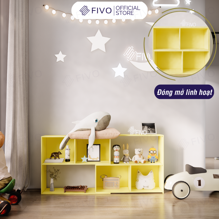 Kệ Sách Gỗ Cho Bé FB71 FIVO, Đóng Mở Linh Hoạt, Đa Dạng Màu Sắc