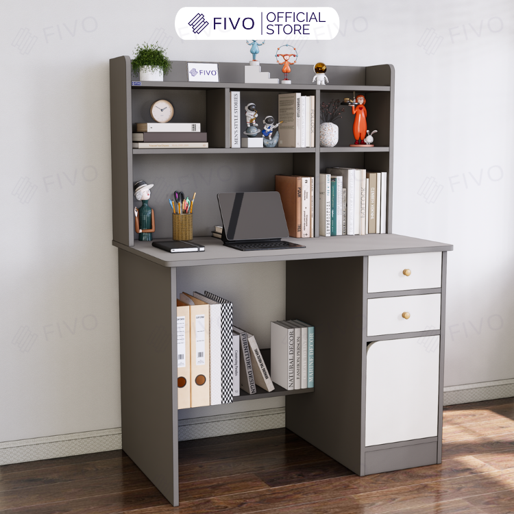 Bộ Bàn Ghế Làm Việc Kết Hợp Kệ Sách FD05 FIVO Cốt Ván 17mm Đầm Chắc, Đa Dạng Màu Sắc
