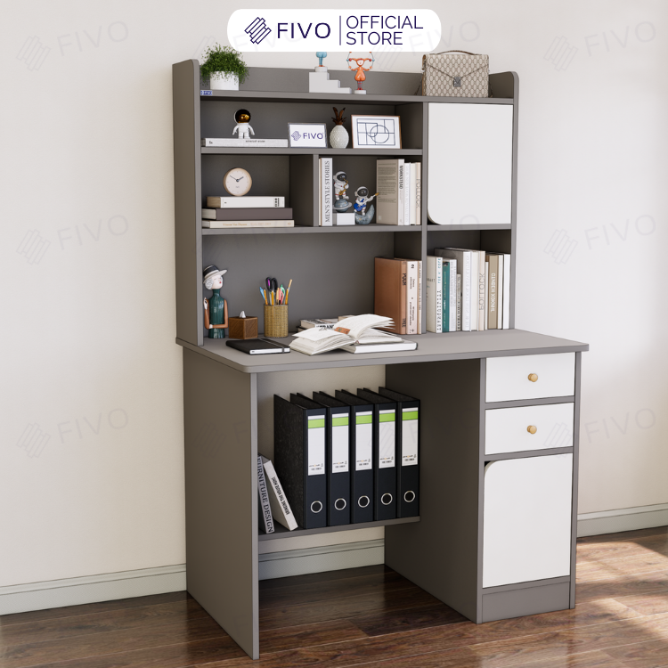Bộ Bàn Ghế Làm Việc Kết Hợp Kệ Sách FD05 FIVO Cốt Ván 17mm Đầm Chắc, Đa Dạng Màu Sắc