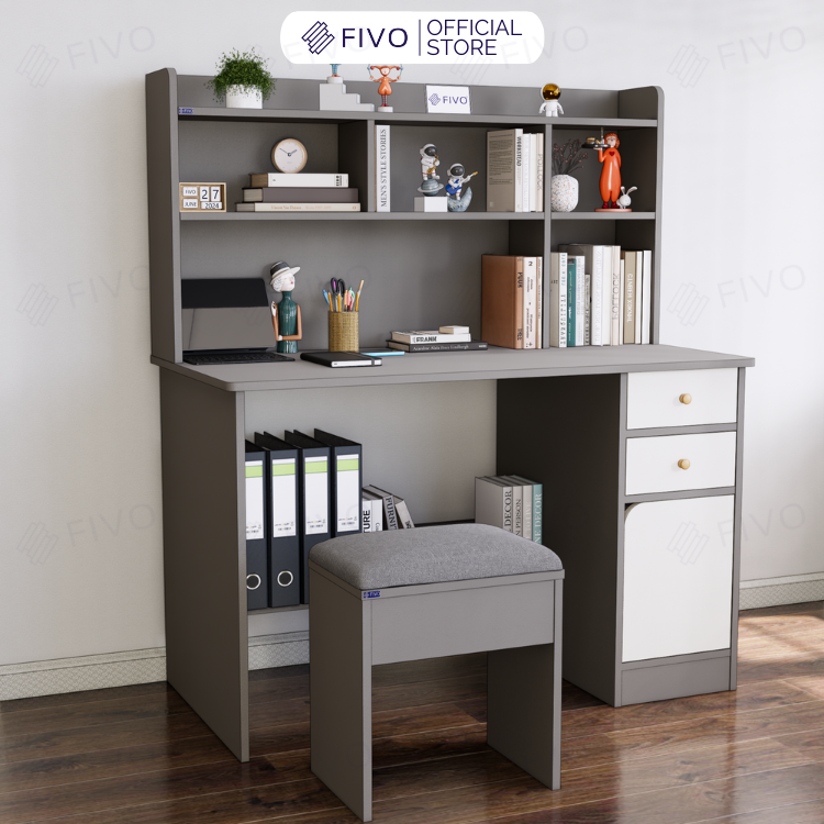 Bộ Bàn Ghế Làm Việc Kết Hợp Kệ Sách FD05 FIVO Cốt Ván 17mm Đầm Chắc, Đa Dạng Màu Sắc
