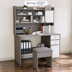Bộ Bàn Ghế Làm Việc Kết Hợp Kệ Sách FD05 FIVO Cốt Ván 17mm Đầm Chắc, Đa Dạng Màu Sắc
