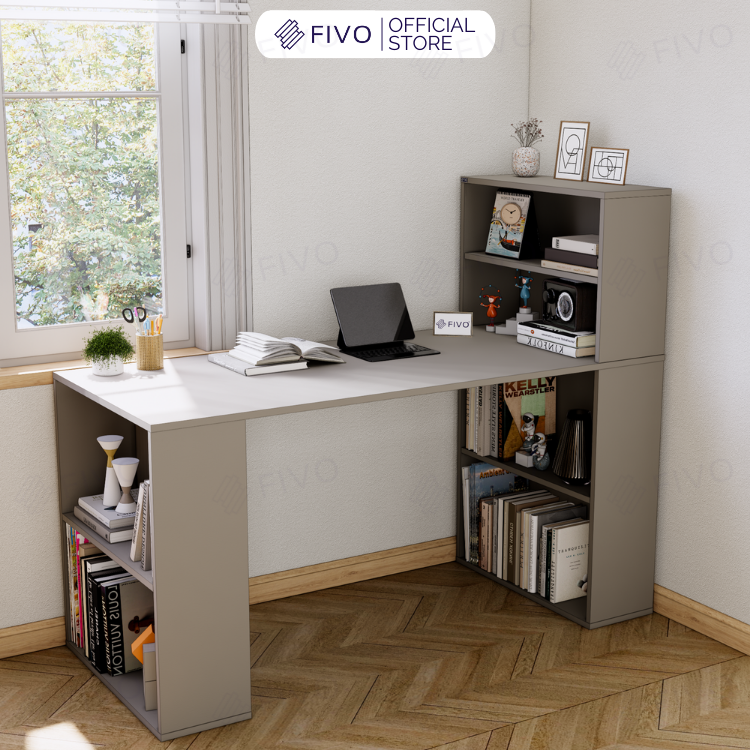 Bộ Bàn Ghế Làm Việc Kết Hợp Kệ Sách FD03 FIVO Tích Hợp Xoay Chiều 2in1, Ngăn Kệ Rộng Rãi, Dễ Dàng Lắp Ráp