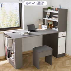 Bộ Bàn Ghế Làm Việc Kết Hợp Kệ Sách FD04 FIVO, Gỗ Chống Ẩm Cao Cấp, Thiết Kế 3 Trong 1