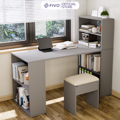 Bộ Bàn Ghế Làm Việc Kết Hợp Kệ Sách FD03 FIVO Tích Hợp Xoay Chiều 2in1, Ngăn Kệ Rộng Rãi, Dễ Dàng Lắp Ráp